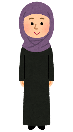 ヒジャブを付けたムスリムの女性のイラスト